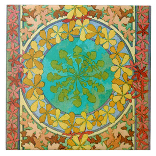 Azulejo De Cerâmica Folhas de Art Nouveau Style, Mucha