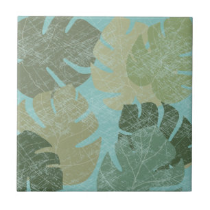 Azulejo De Cerâmica Folhas de desbotamento tropical