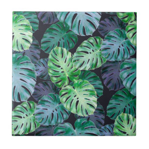 Azulejo De Cerâmica Folhas de Monstera Tropicais