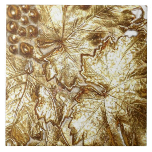 AZULEJO DE CERÂMICA FOLHAS DE OURO