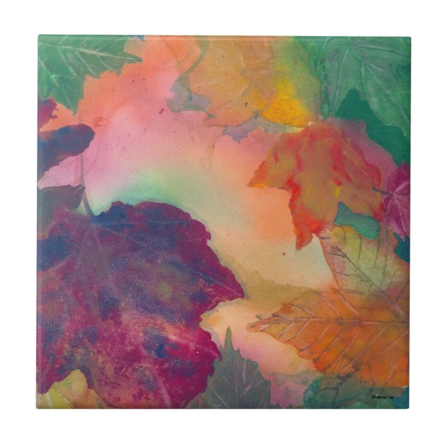 Azulejo De Cerâmica Folhas de outono ao longo da costa da Nova Inglate (Frente)