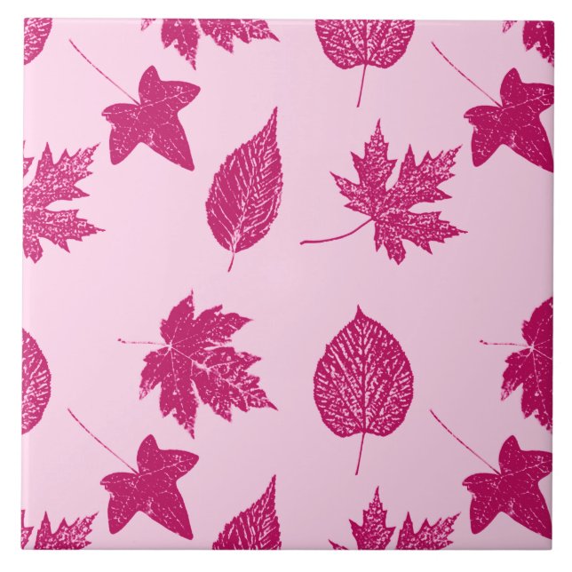 Azulejo De Cerâmica Folhas de outono - borboleta e rosa-casca (Frente)