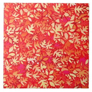 Azulejo De Cerâmica Folhas de outono, laranja de coral