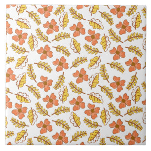 Azulejo De Cerâmica Folhas de outono Quentes Quentes com Flores