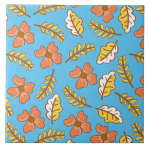 Azulejo De Cerâmica Folhas de outono Quentes Quentes com Flores