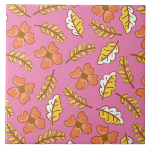 Azulejo De Cerâmica Folhas de outono Quentes Quentes com Flores