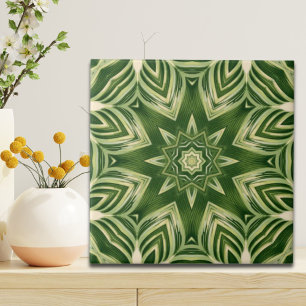 Azulejo De Cerâmica folhas de palma botânica tropical abstrato verde
