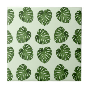 Azulejo De Cerâmica Folhas de Palma, Folhas Verdes, Padrão Tropical
