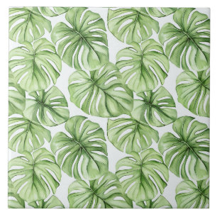 Azulejo De Cerâmica Folhas de Palma Verde Tropicais