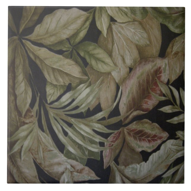 AZULEJO DE CERÂMICA  FOLHAS DE PALMAS TROPICAIS (Frente)