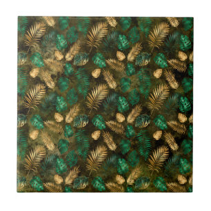Azulejo De Cerâmica Folhas de Palmeira Tropicais Amarelo Verde da Selv
