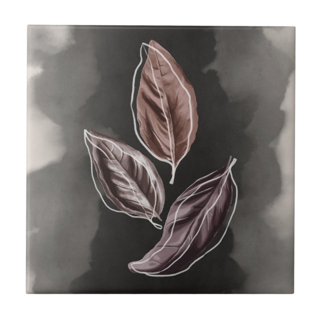 Azulejo De Cerâmica Folhas de queda da Terra do século médio (Frente)