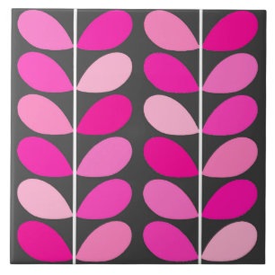 Azulejo De Cerâmica Folhas dinamarquesas do meio século, cor-de-rosa