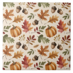 Azulejo De Cerâmica Folhas do Mapeador de Pumpkin Terrestre Laranja