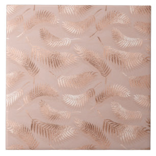 Azulejo De Cerâmica Folhas Douradas de Rosa de penas a rosa