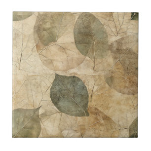 Azulejo De Cerâmica Folhas e Galhos Rústicos de Fazenda em Tons Terros