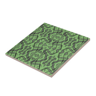 Azulejo De Cerâmica Folhas Feathered Cinza e Preto Abstratas Espelhada