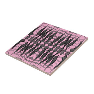 Azulejo De Cerâmica Folhas Florais De Abstrato Preta E Cinza