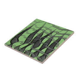 Azulejo De Cerâmica Folhas Florais De Abstrato Preta E Cinza