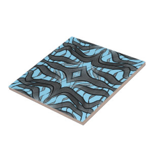 Azulejo De Cerâmica Folhas Florais De Abstrato Preta E Cinza