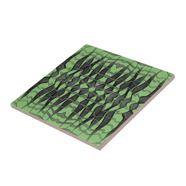 Azulejo De Cerâmica Folhas Florais De Abstrato Preta E Cinza (Lateral)