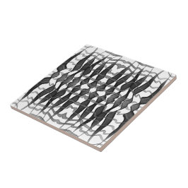 Azulejo De Cerâmica Folhas Florais De Abstrato Preta E Cinza