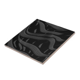 Azulejo De Cerâmica Folhas Florais De Abstrato Preta E Cinza