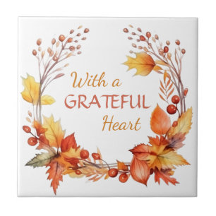 Azulejo De Cerâmica Folhas Grateful Heart