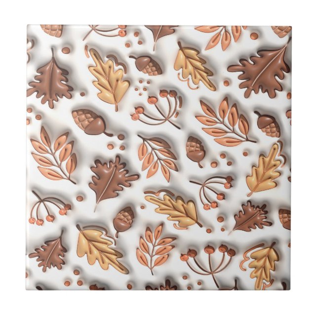 Azulejo De Cerâmica Folhas Infladas de outono de outono Segundo Gráfic (Frente)