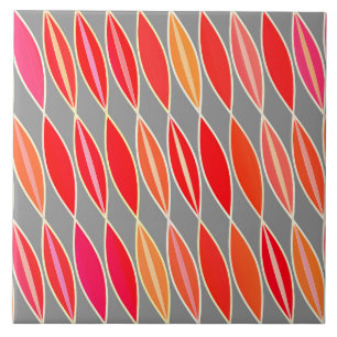Azulejo De Cerâmica Folhas Modernas de Meio século, Laranja Coral e C