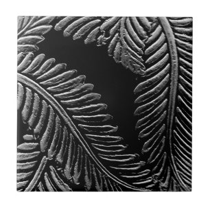 Azulejo De Cerâmica Folhas preto e branco