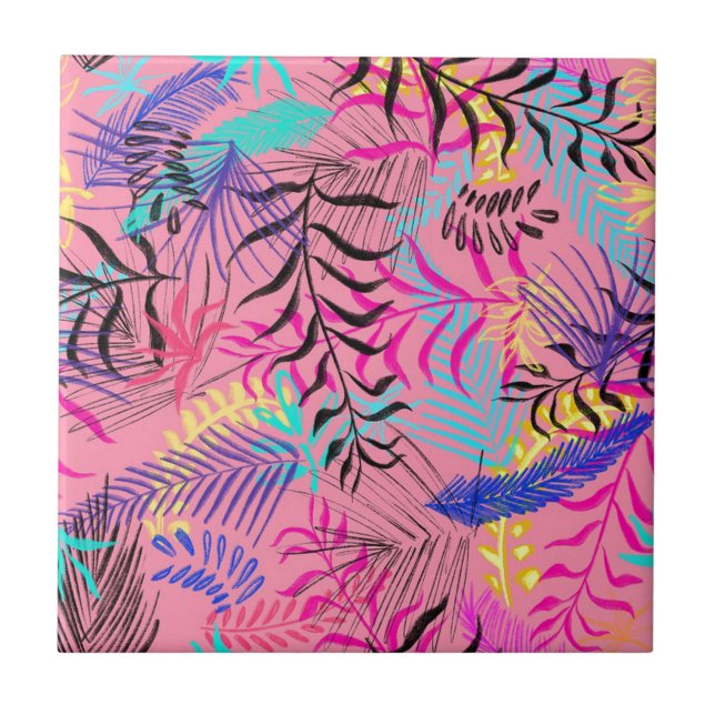 Azulejo De Cerâmica Folhas Tropicais (Frente)