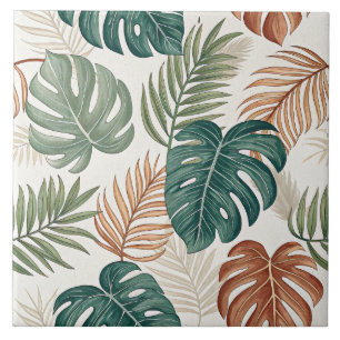 Azulejo De Cerâmica Folhas Tropicais Boho