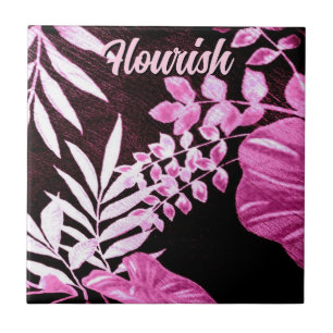 Azulejo De Cerâmica Folhas Tropicais Botânicas Palma Rosa Personalizad