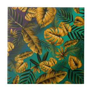Azulejo De Cerâmica Folhas Tropicais Coloridas
