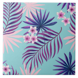 Azulejo De Cerâmica Folhas tropicais e flores 2