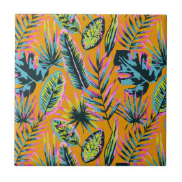 Azulejo De Cerâmica Folhas Tropicais Havaianas E Plantas Padrão-Impres