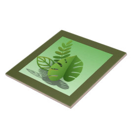 Azulejo De Cerâmica Folhas Verdes