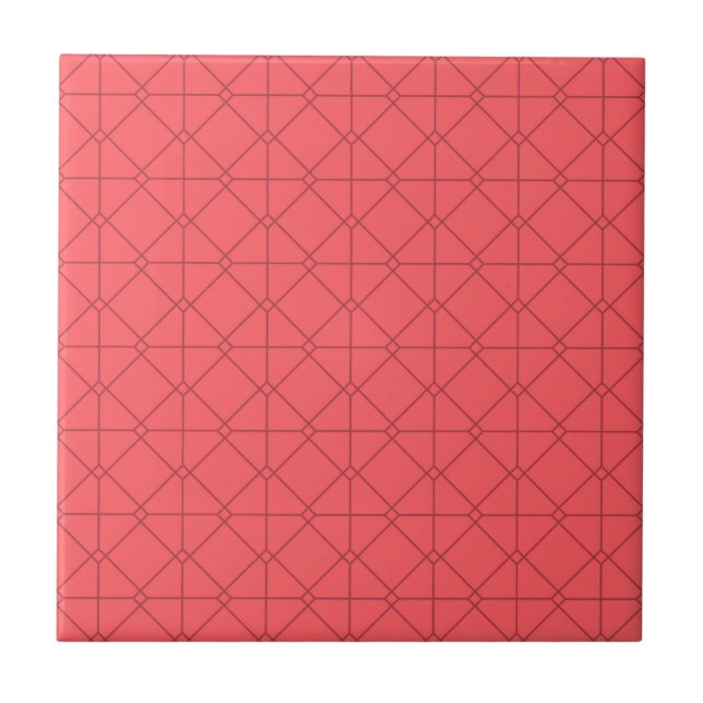 Azulejo De Cerâmica Folheto vermelho, legal, tendência, ilustração dec (Frente)