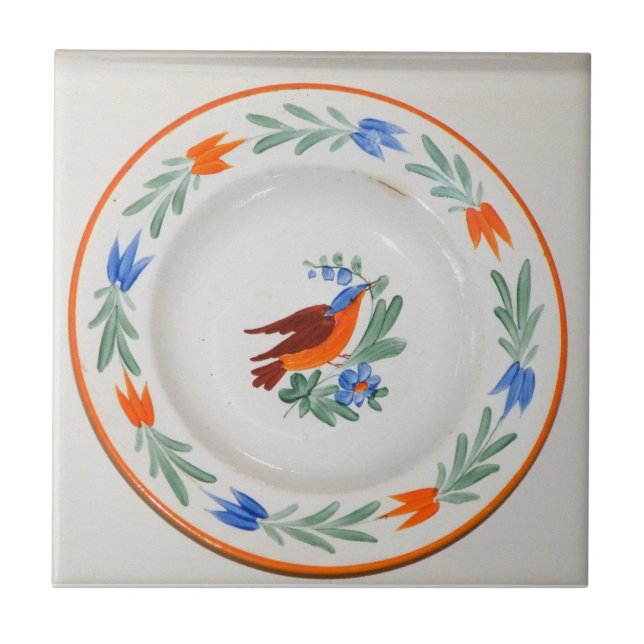 Azulejo De Cerâmica Folk Art Bird (Frente)