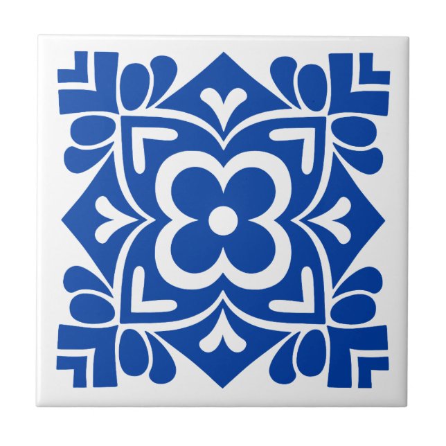 Azulejo De Cerâmica Folk Art Bloom (Frente)