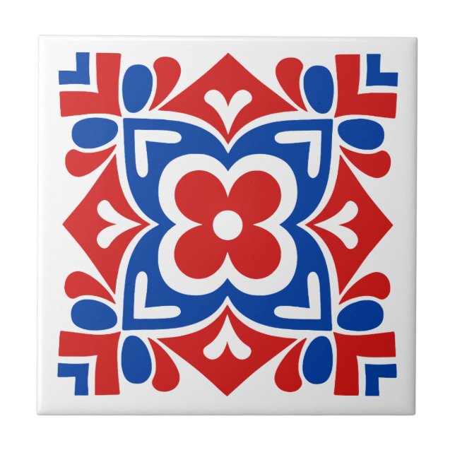 Azulejo De Cerâmica Folk Art Bloom (Frente)