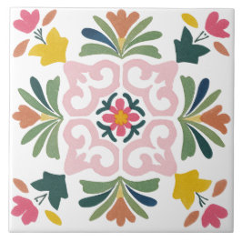 Azulejo De Cerâmica Folk Garden Watercolor