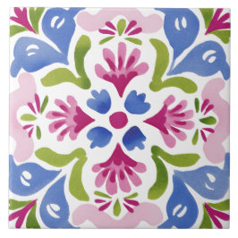 Azulejo De Cerâmica Folk Garden Watercolor