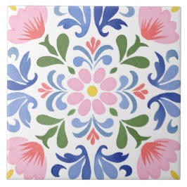 Azulejo De Cerâmica Folk Garden Watercolor