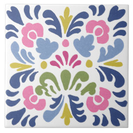 Azulejo De Cerâmica Folk Garden Watercolor