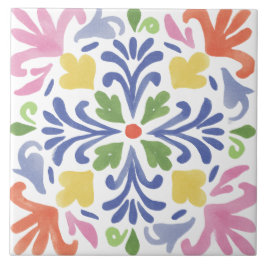 Azulejo De Cerâmica Folk Garden Watercolor