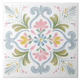 Azulejo De Cerâmica Folk Garden Watercolor