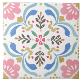 Azulejo De Cerâmica Folk Garden Watercolor