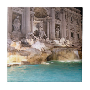 Azulejo De Cerâmica Fonte da Trevi à noite - Roma, Itália